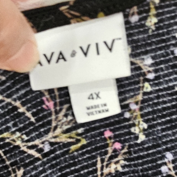 Ava & Viv Floral Baby Doll Balloon 3/4 Long sleeve Stretch Knee Lenght Dress - Picture 4 of 8